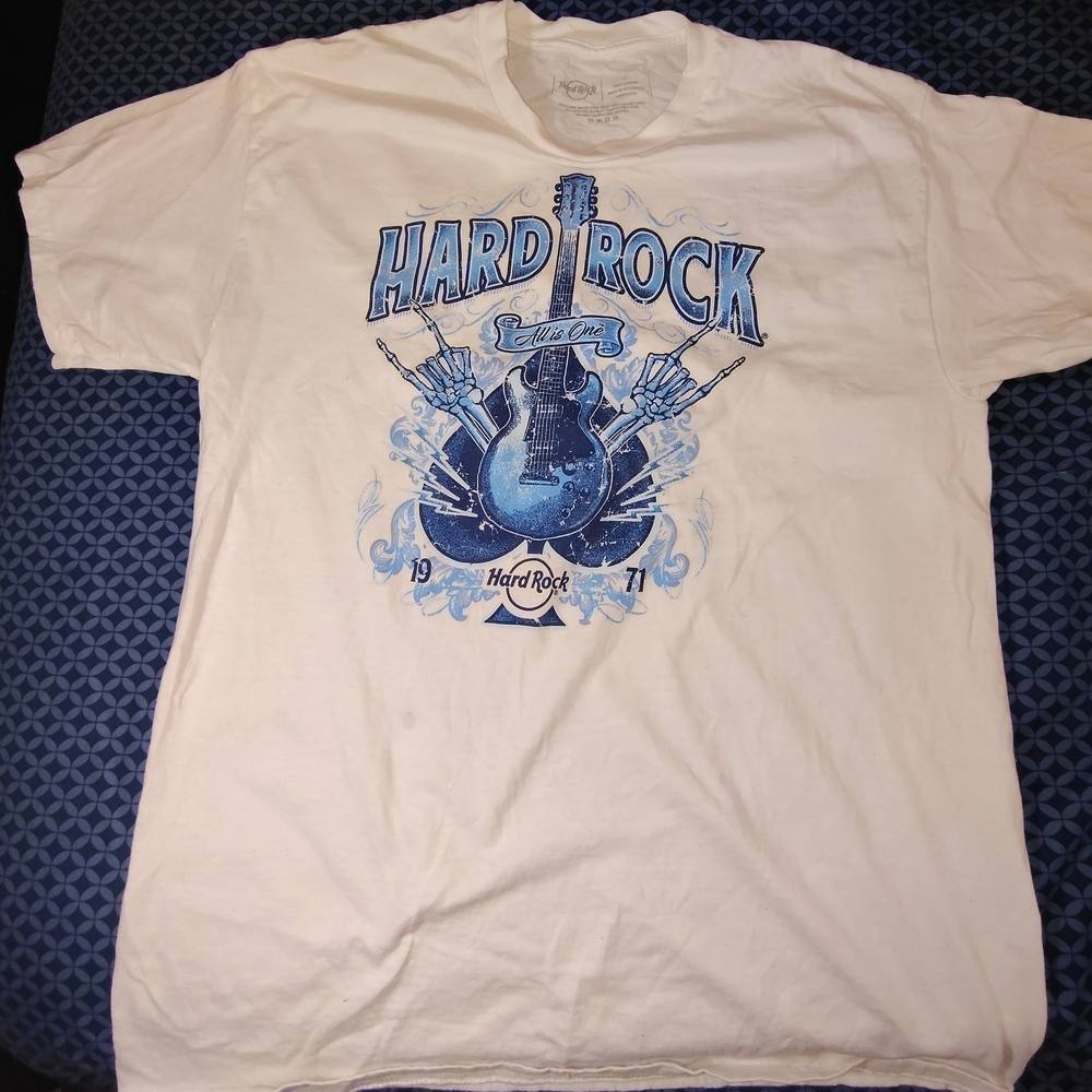 Hard Rock Cafe Blue and White Graphic Short Sleeve Tee - Picture 2 of 6